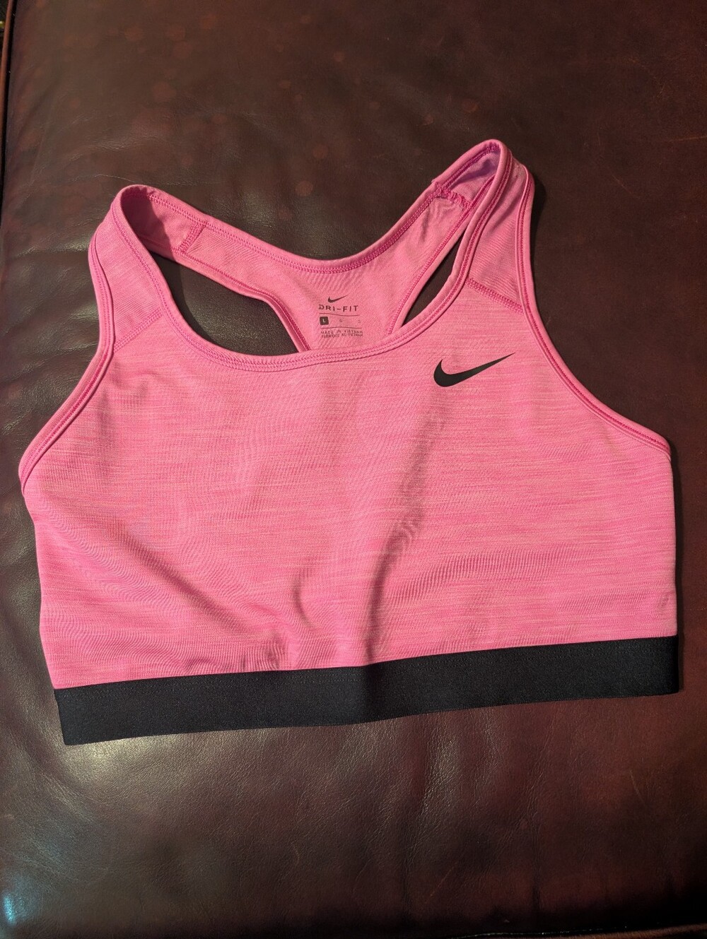Nike Pink Racerback Sports Bra with Black Underband